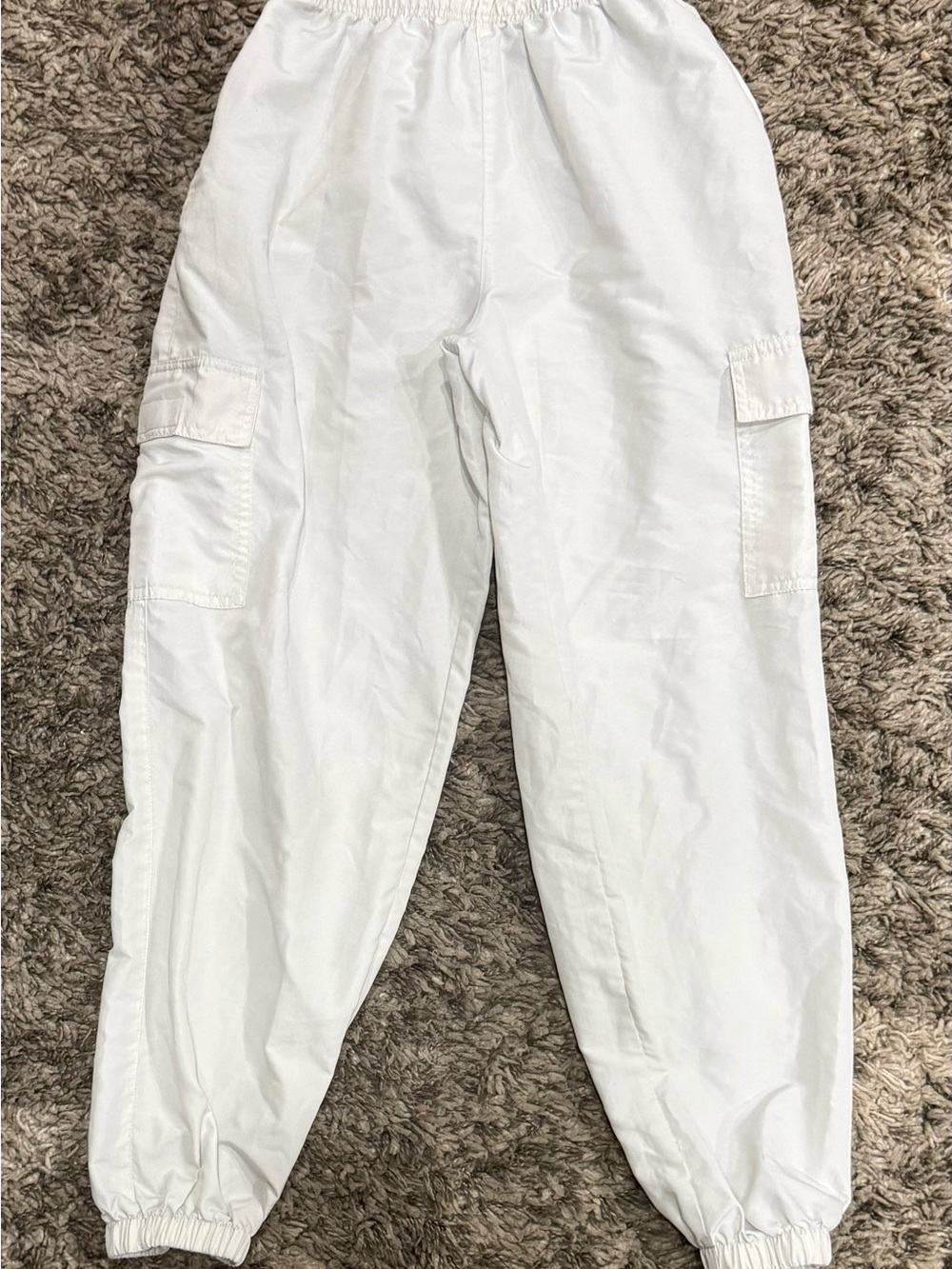 Forever 21 White Cargo Joggers with Elastic Ankles
